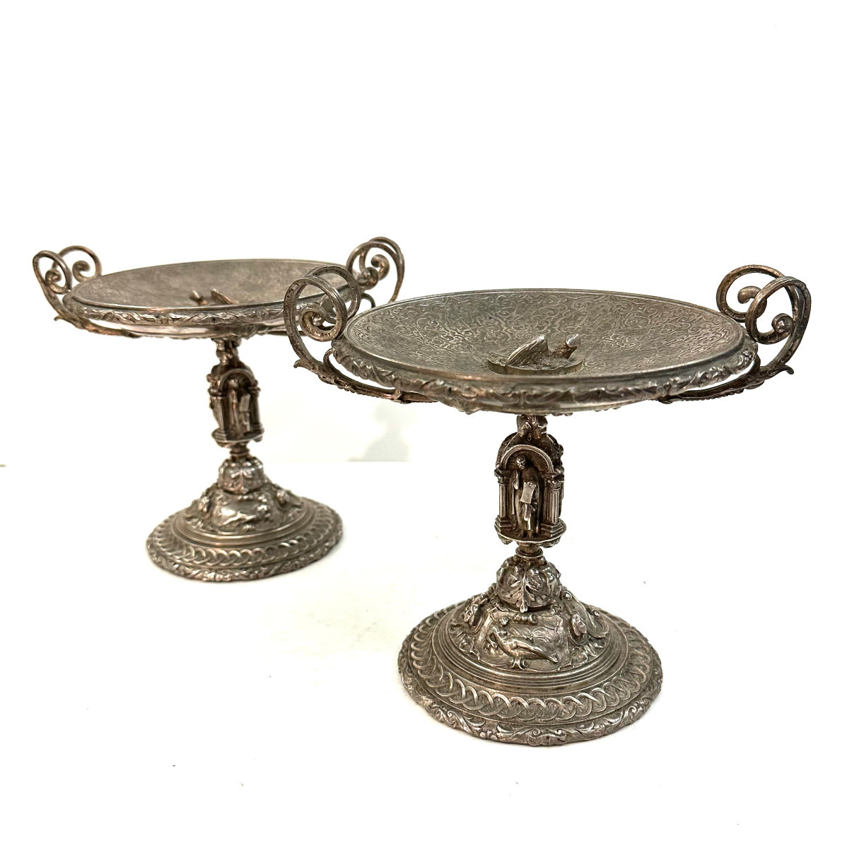 Pair Of Cups - Silvered Bronze - Renaissance Style - Louis Philippe Period