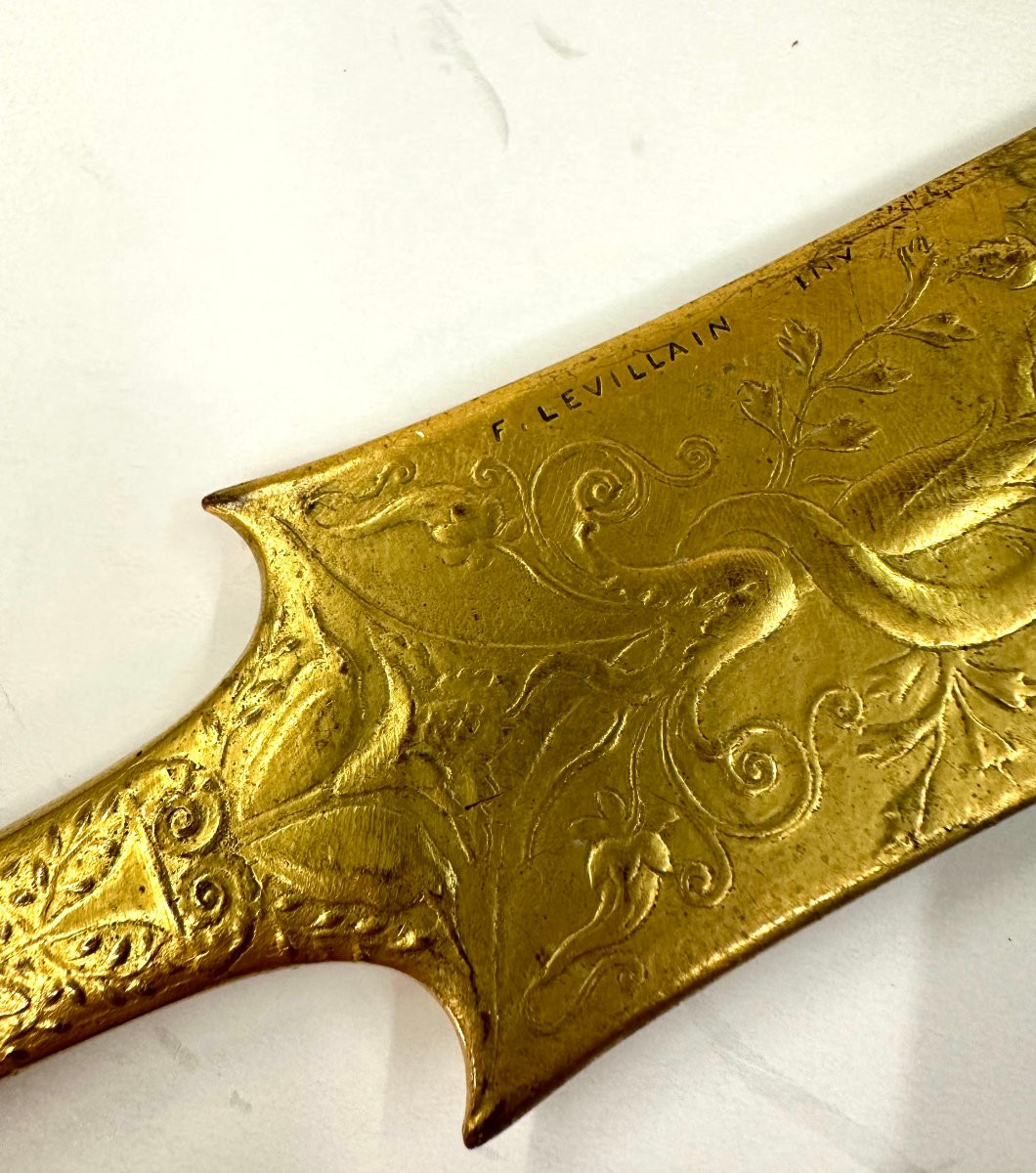 Large Paper Knife - Gilt Bronze - Barbedienne - Levillain - 19th Century-photo-6