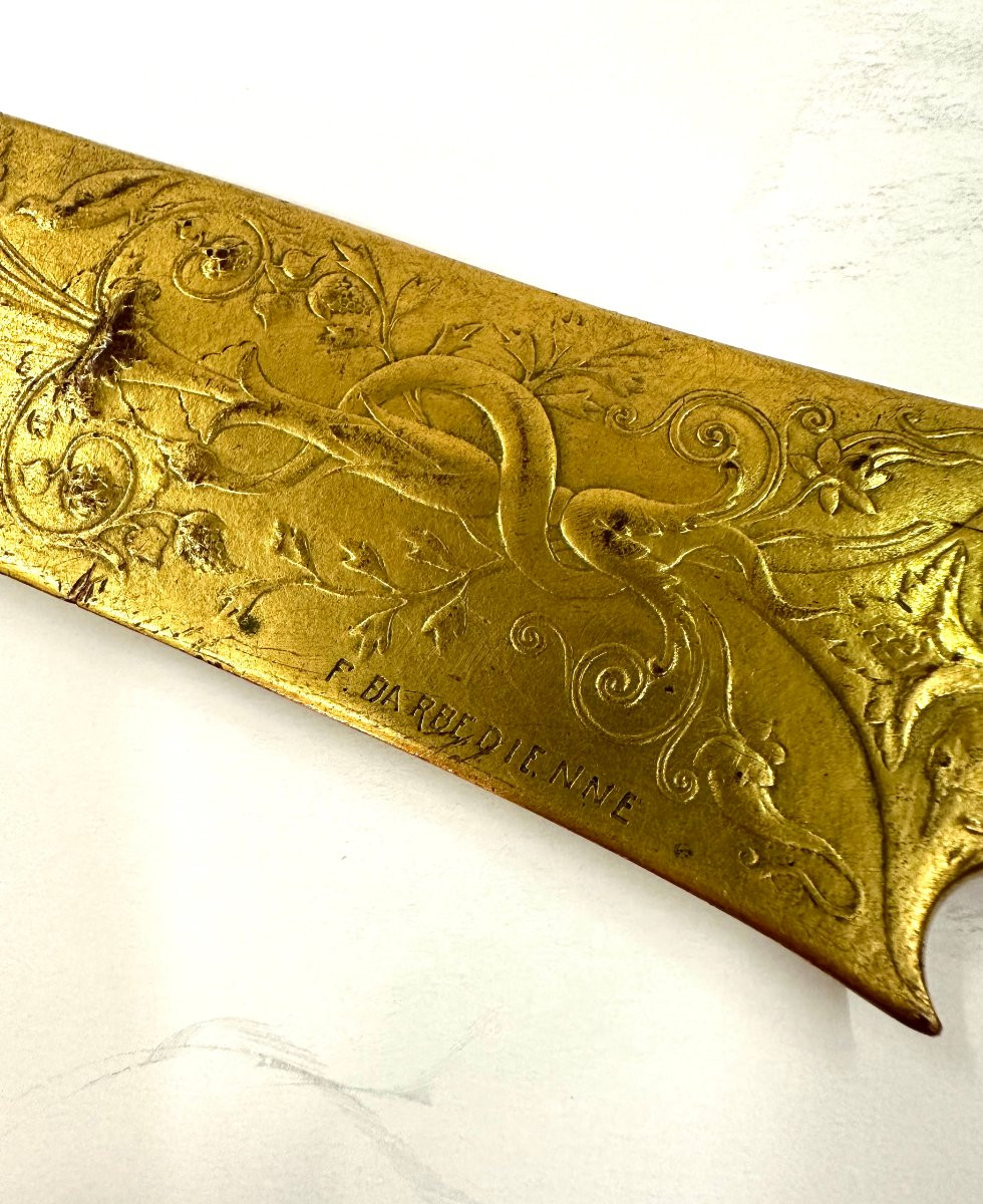 Large Paper Knife - Gilt Bronze - Barbedienne - Levillain - 19th Century-photo-8