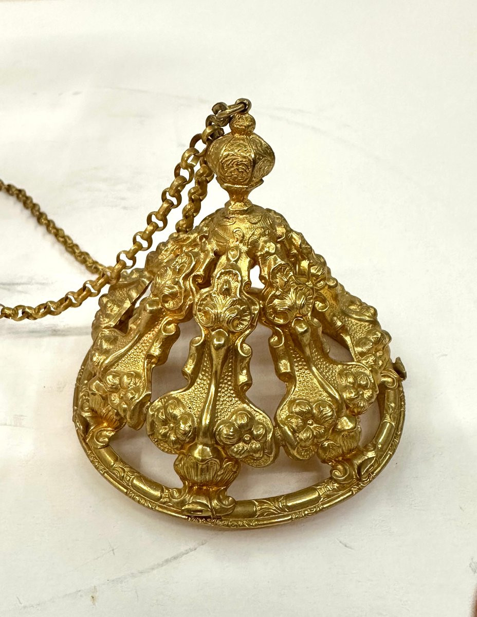 COUPE-BAGUIER-POT POURRI - PORCELAINE DE CHINE - LAITON DORE - EPOQUE XVIIIème / NAPOLEON III-photo-4