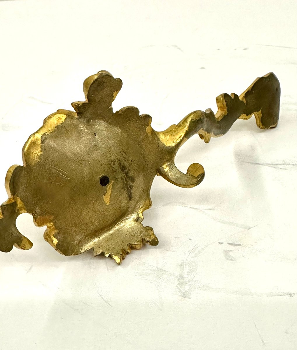 PETIT BOUGEOIR A MAIN - BRONZE DORE - EPOQUE NAPOLEON III - STYLE LOUIS XV-photo-1