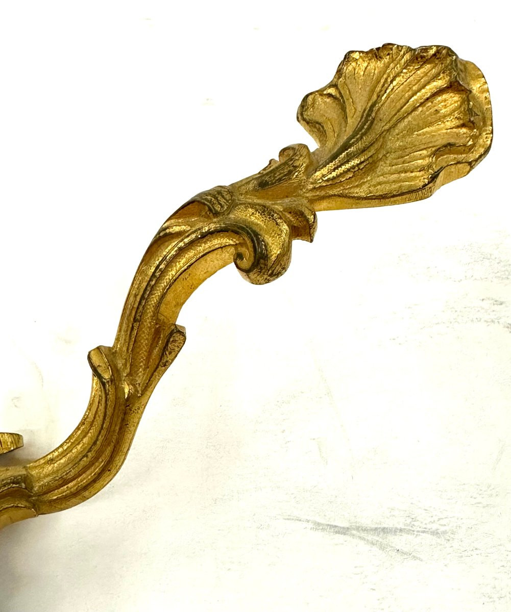 PETIT BOUGEOIR A MAIN - BRONZE DORE - EPOQUE NAPOLEON III - STYLE LOUIS XV-photo-2