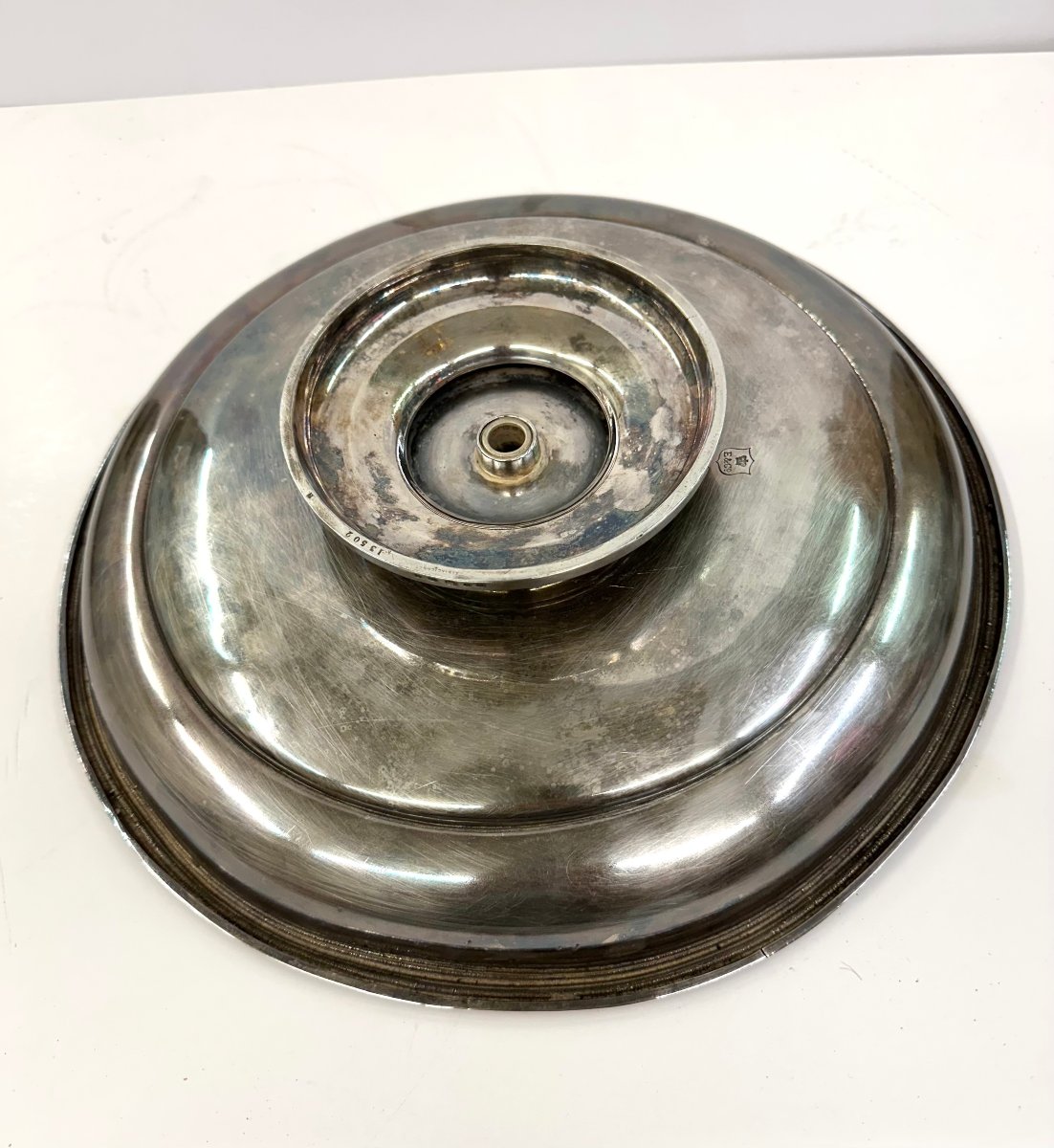 GRAND PLAT CUIVRE ARGENTE - ELKINGTON & CO - BOUCLIER DE MILTON - VERS 1880-photo-1