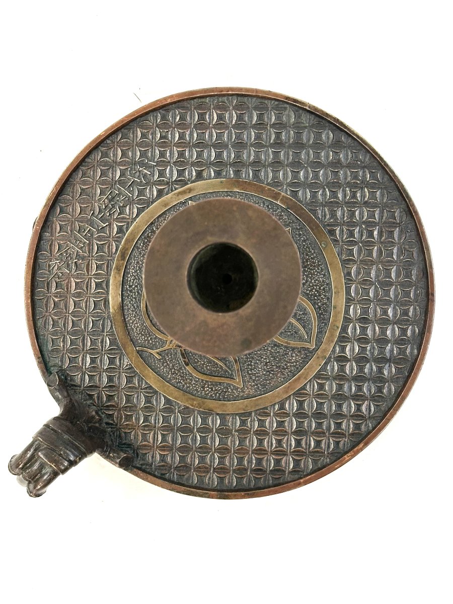 GRAND BOUGEOIR A MAIN (手燭) - BRONZE - JAPON  - KOMAI - PERIODE MEIJI - XIXème -photo-2