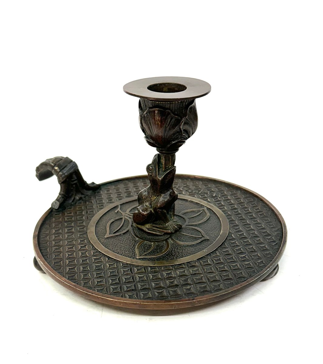 GRAND BOUGEOIR A MAIN (手燭) - BRONZE - JAPON  - KOMAI - PERIODE MEIJI - XIXème -photo-8
