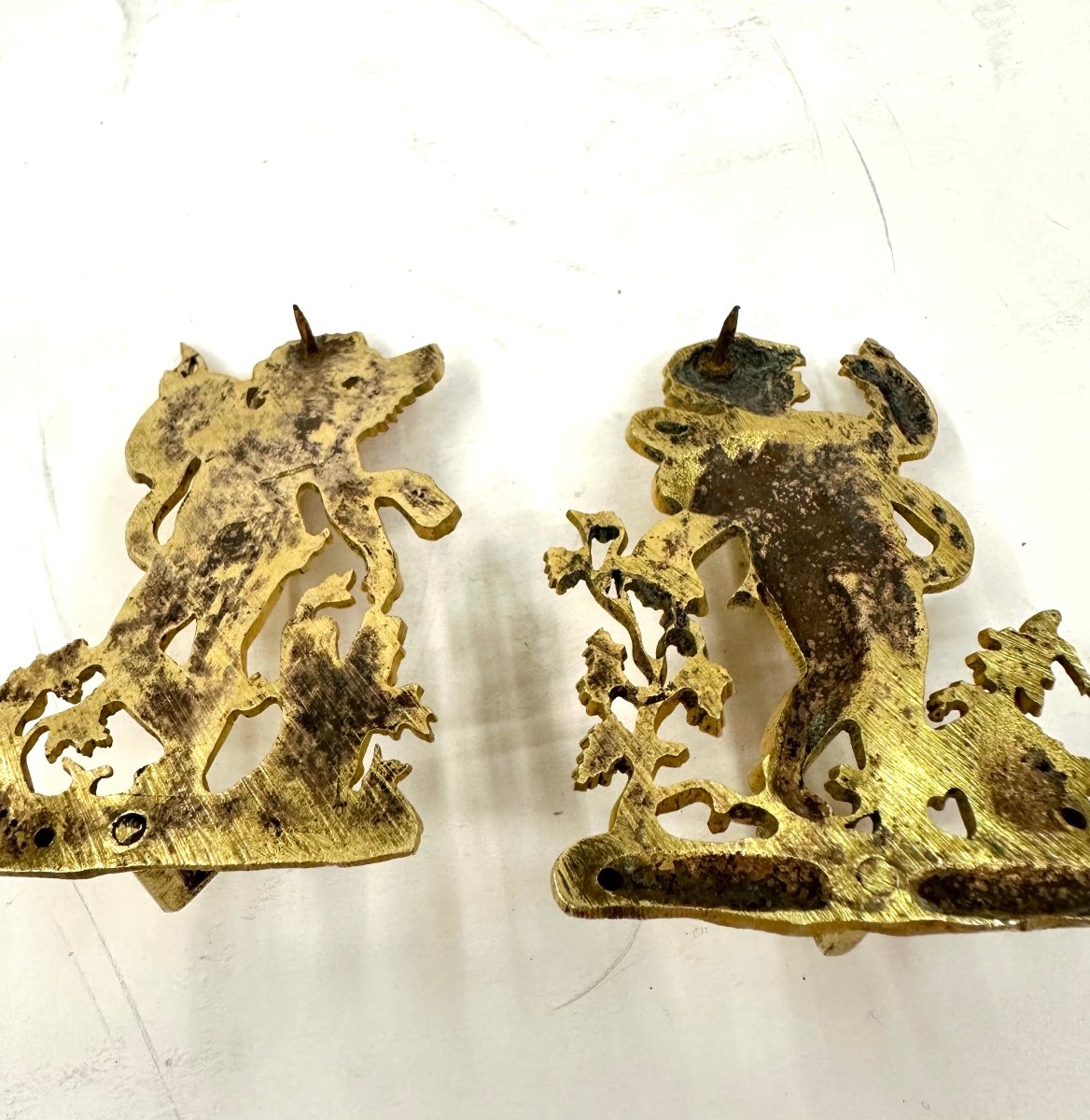 Pair Of Miniature Doors - Gilded Bronze - Early 19th Century-photo-2