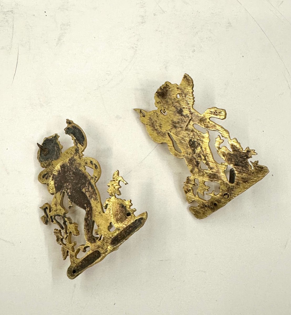 Pair Of Miniature Doors - Gilded Bronze - Early 19th Century-photo-6