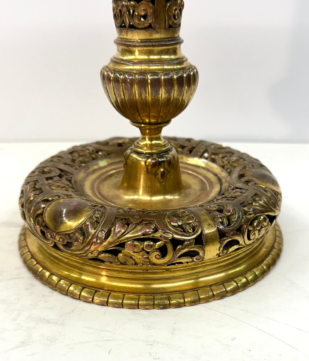 Large Candlestick - Ferdinand Barbedienne - Gilded Brass - Napoleon III-photo-2