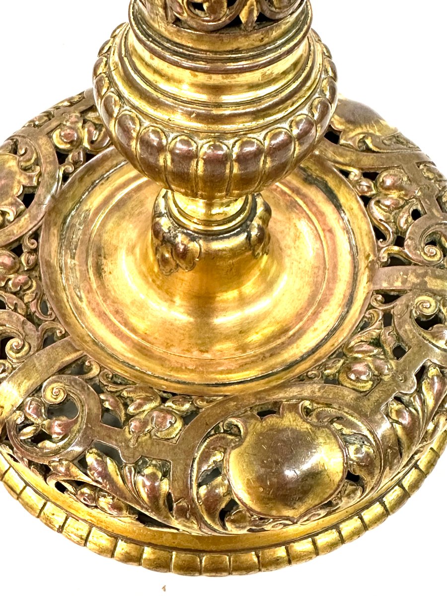 Large Candlestick - Ferdinand Barbedienne - Gilded Brass - Napoleon III-photo-4