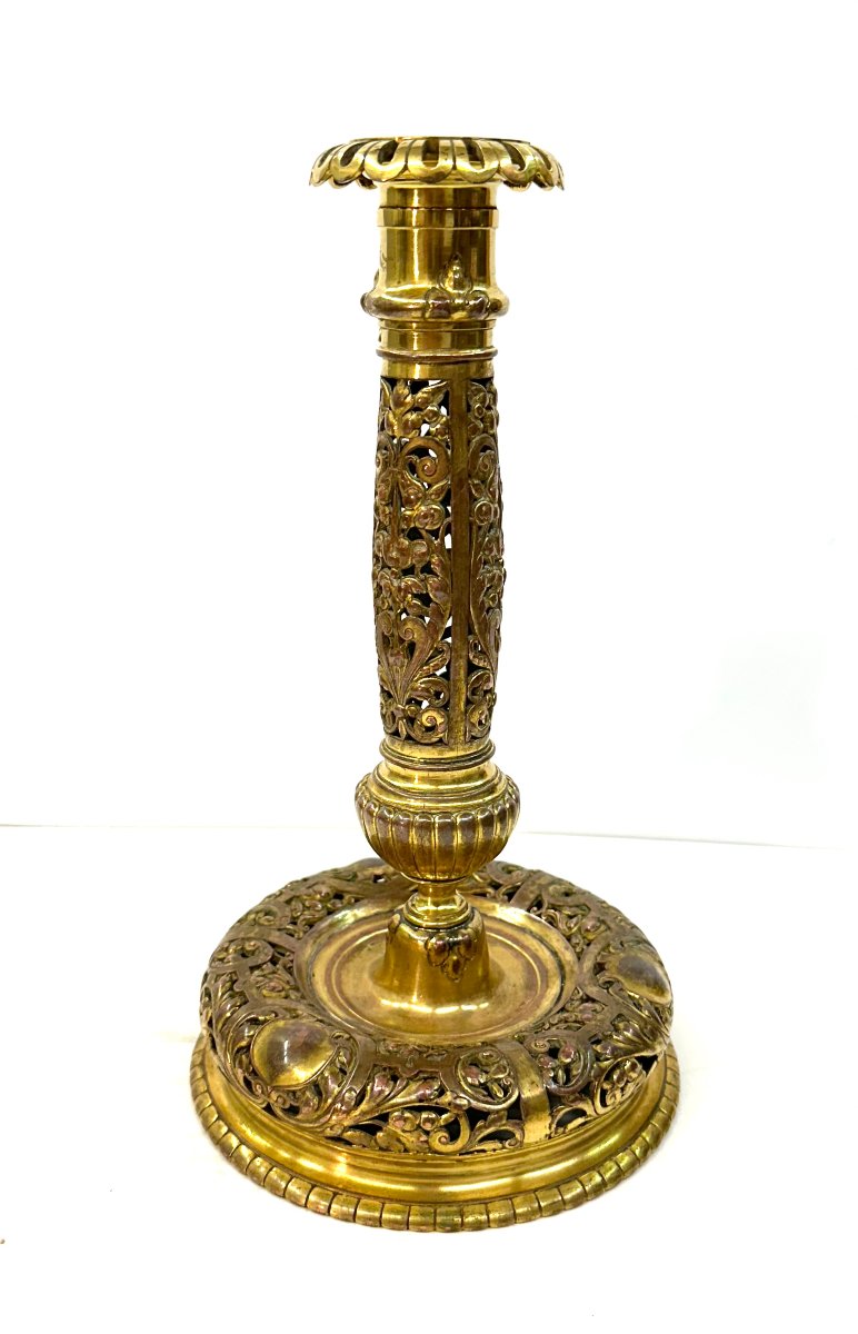 Large Candlestick - Ferdinand Barbedienne - Gilded Brass - Napoleon III