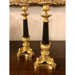 Pair Of Large Candlesticks Circa 1830-1835