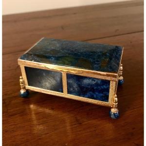 Very Elegant Box In Agate And Gilt Bronze