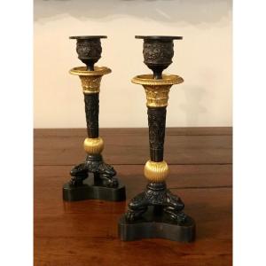 An Elegant Pair Of Small Neoclassical Candlesticks