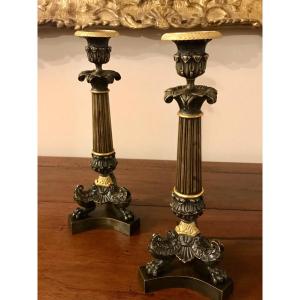 A Pair Of Large Neoclassical Candlesticks Charles X 