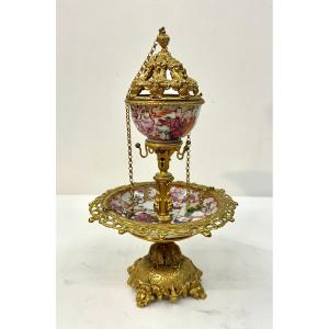 Cup-baguier-pot Pourri - Chinese Porcelain - Gilded Brass - XVIIIth / Napoleon III Period