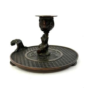 GRAND BOUGEOIR A MAIN - BRONZE PATINE - JAPON - KOMAI - FIN DU XIXème