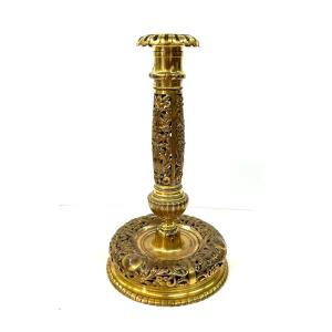 Large Candlestick - Ferdinand Barbedienne - Gilded Brass - Napoleon III