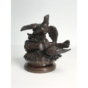 Beautiful Bronze Statuette  Birds - Charles Ferville-suan