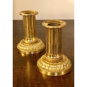 A Pair Of Small 18th Century Louis XVI Candlesticks