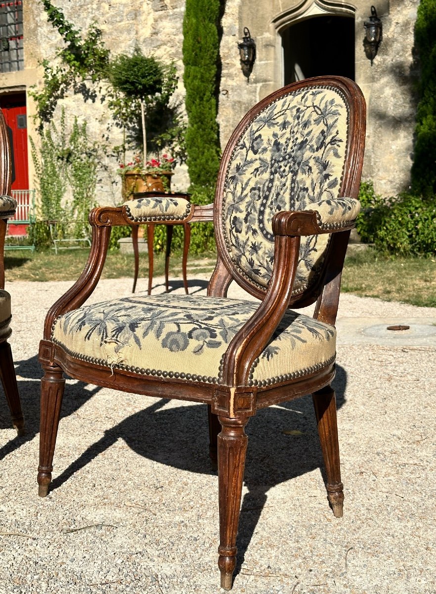 Pretty Pair Of Armchairs Stamped By P. Plée Period L XVI-photo-3