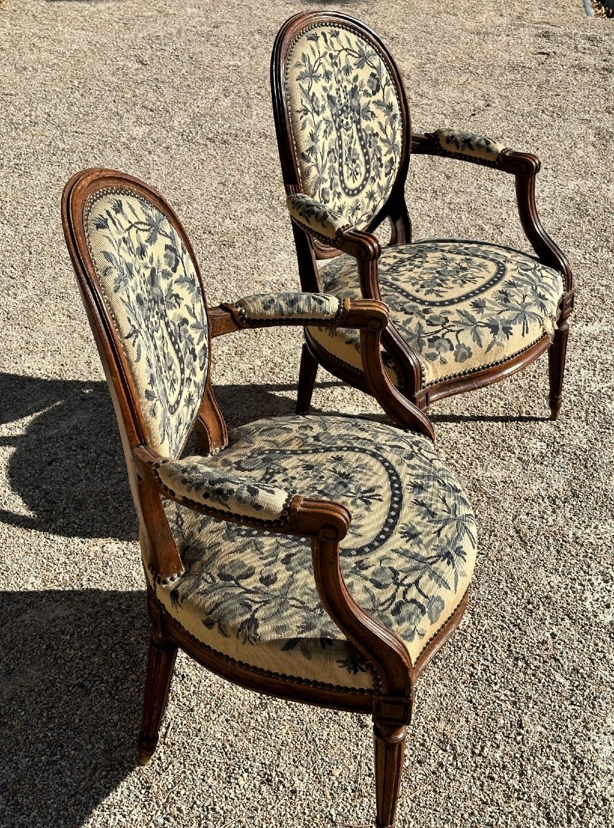 Pretty Pair Of Armchairs Stamped By P. Plée Period L XVI-photo-7