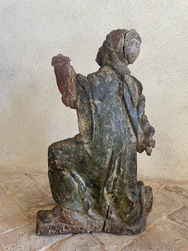 Jolie Statue De Sainte En Pri&egrave;re XVIIe-photo-2
