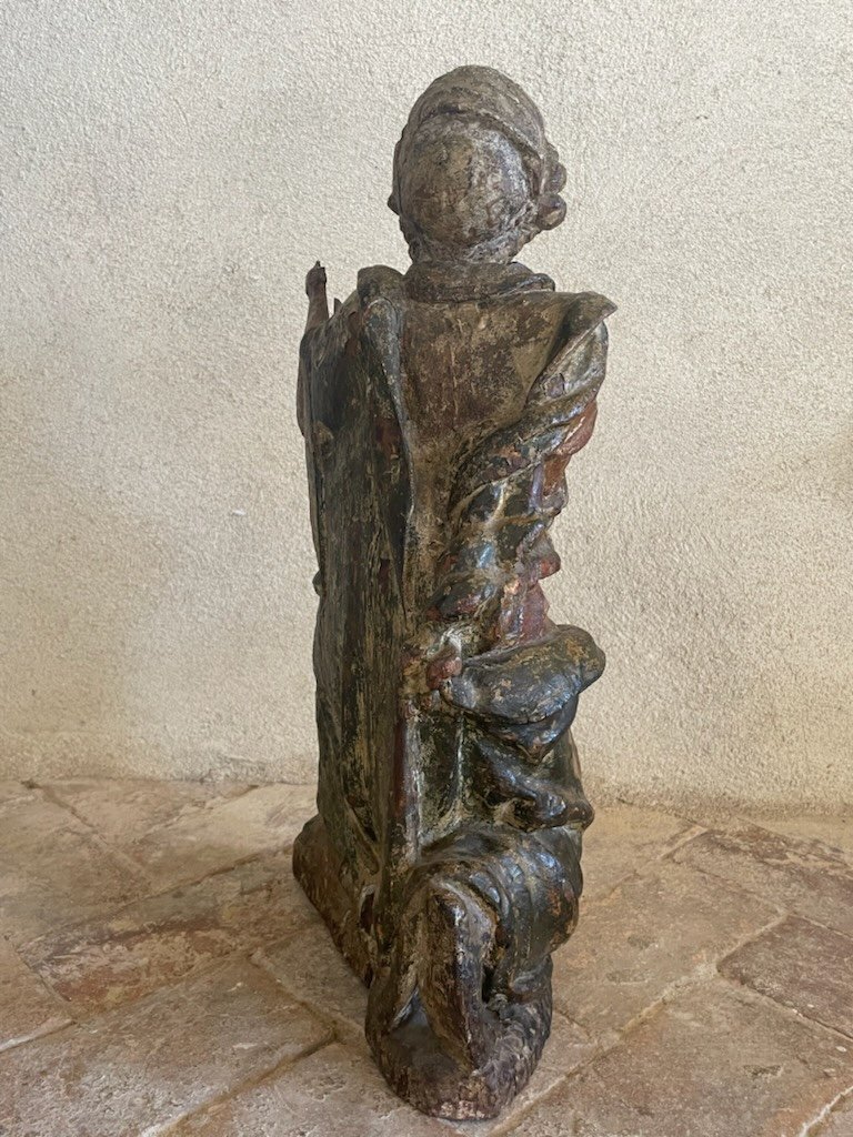 Jolie Statue De Sainte En Pri&egrave;re XVIIe-photo-3