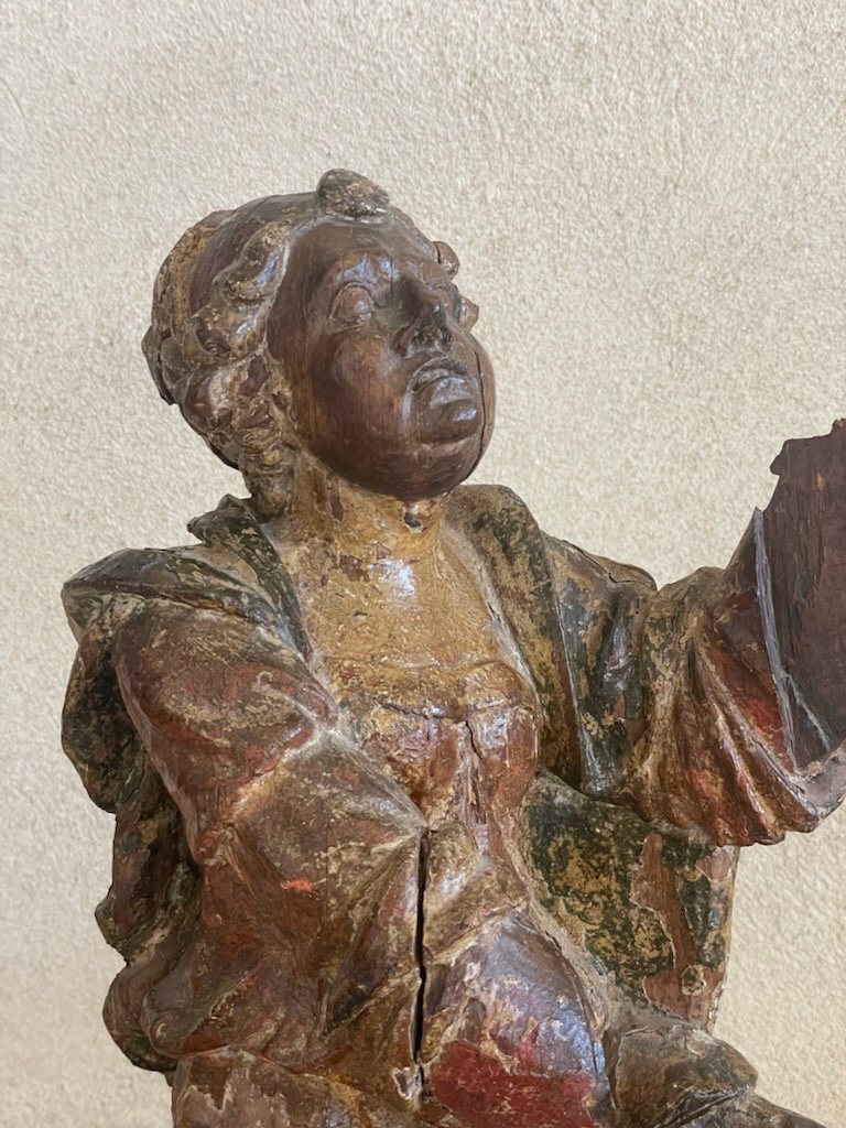 Jolie Statue De Sainte En Pri&egrave;re XVIIe-photo-4
