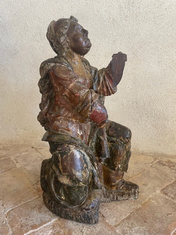 Jolie Statue De Sainte En Pri&egrave;re XVIIe-photo-5