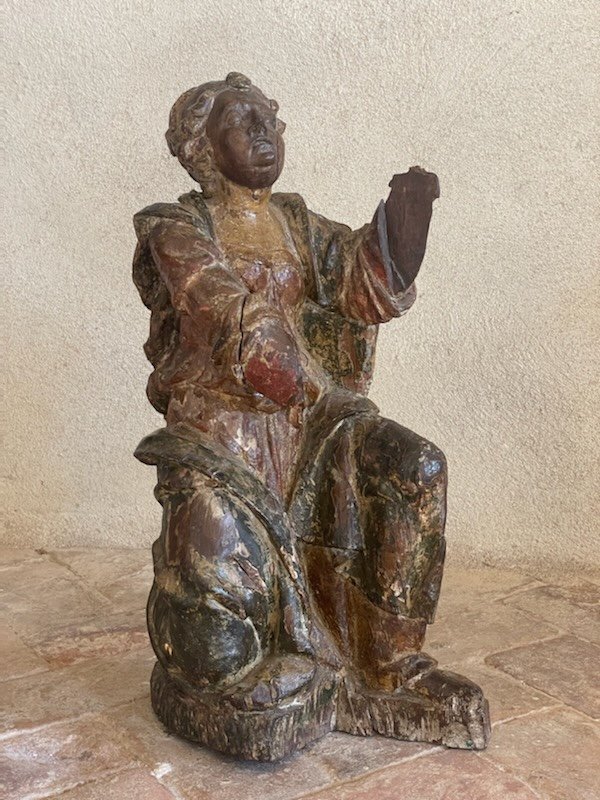 Jolie Statue De Sainte En Pri&egrave;re XVIIe