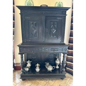 Charming Cabinet In The Taste Of The Haute Epoque In Blackened Wood