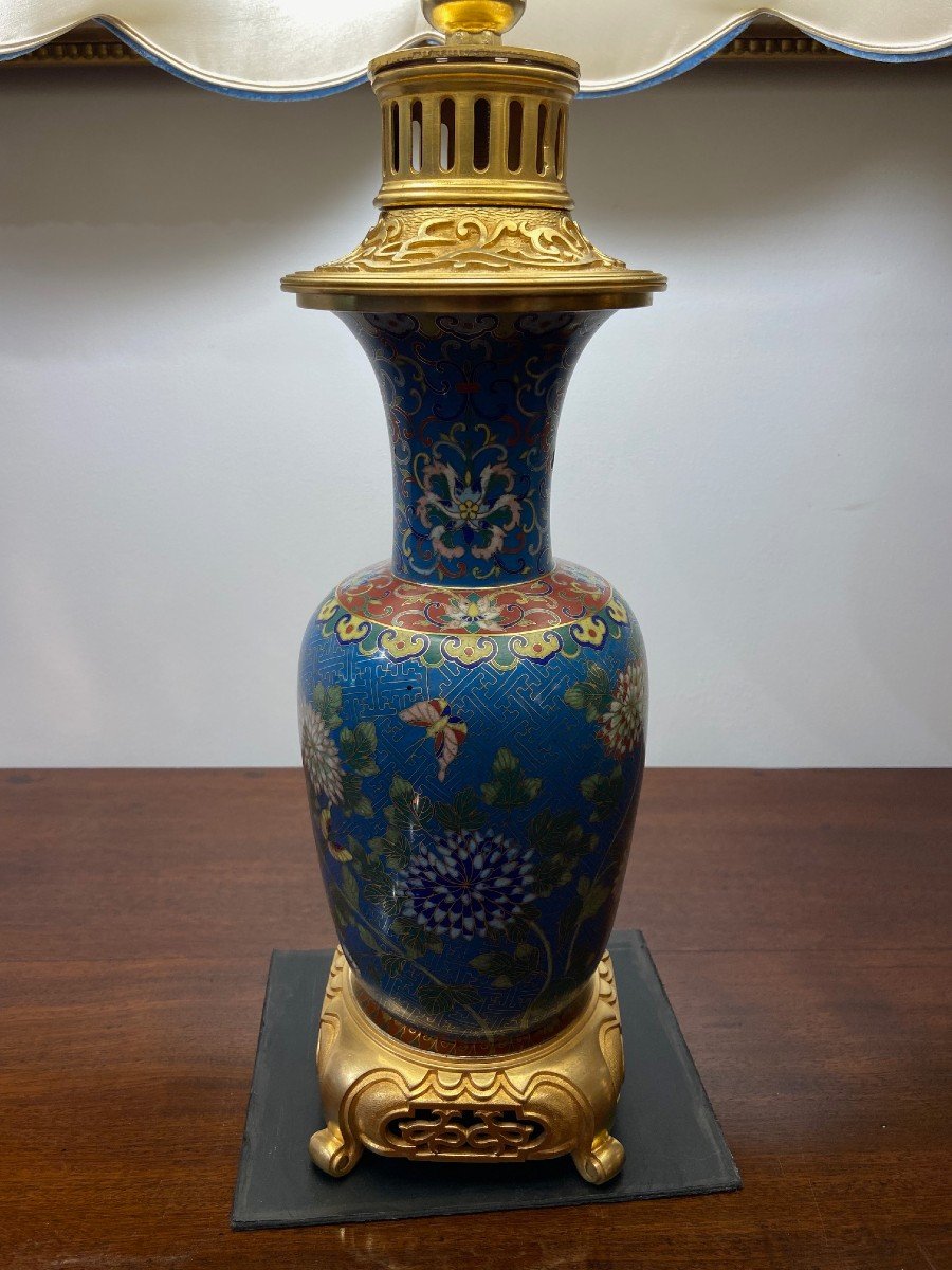 Paire De Lampes En Cloisonné XIXème-photo-4