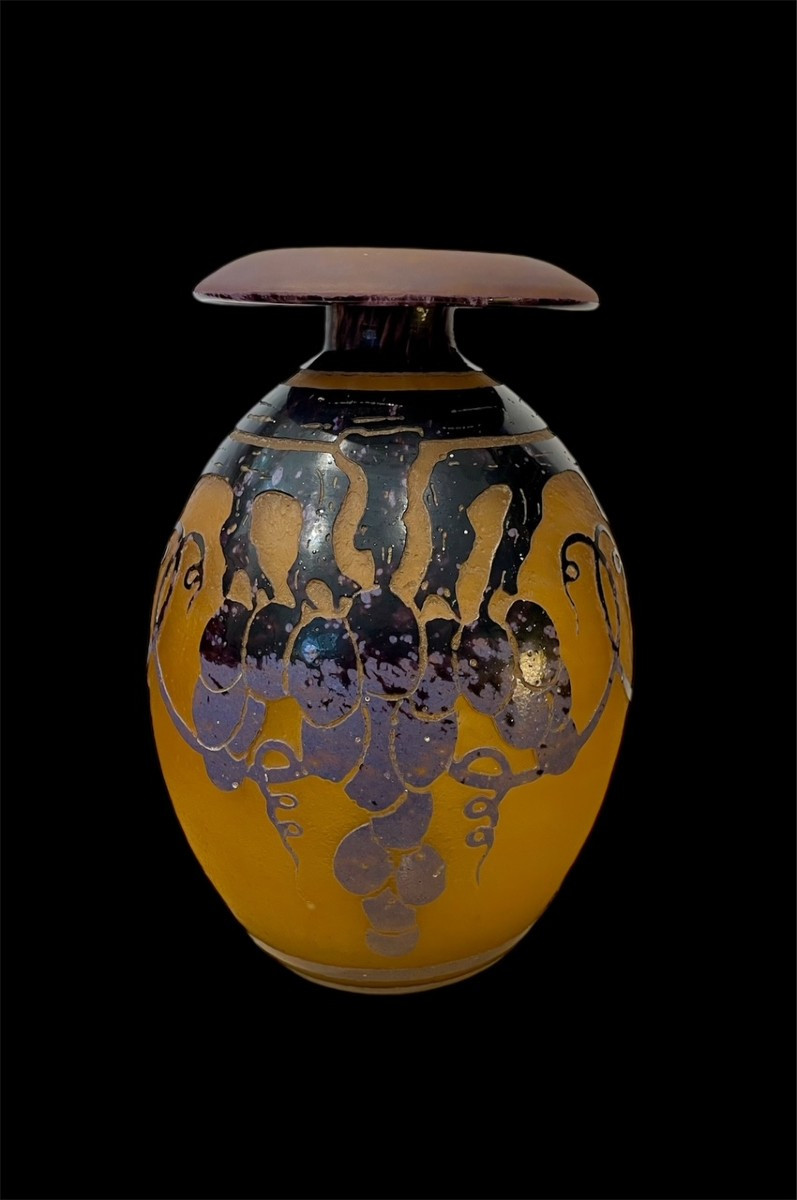 French Glass Vase By Schneider