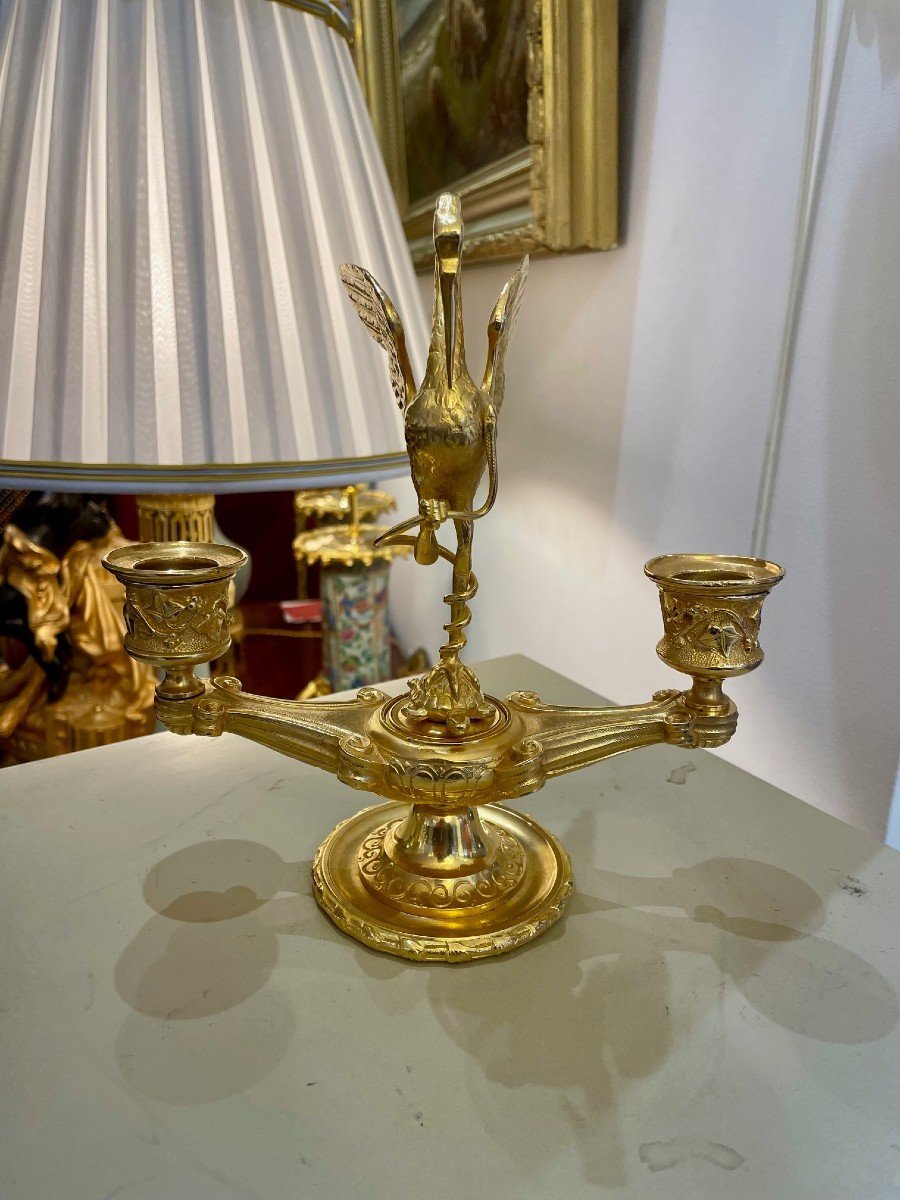 Pair Of Heron Candelabra, 19th Century-photo-2