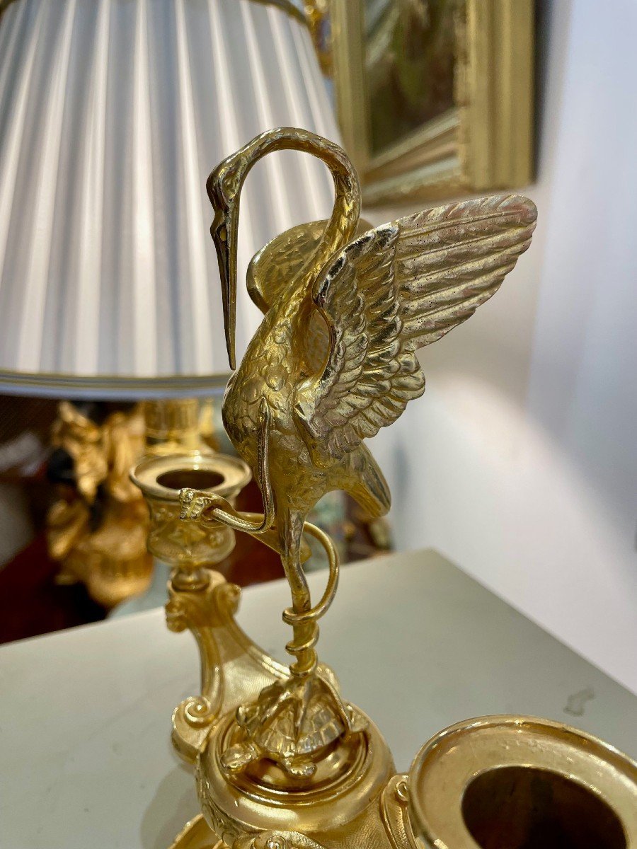 Pair Of Heron Candelabra, 19th Century-photo-2