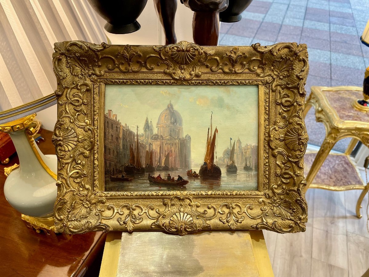 Venice, Oil On Panel, 19th Century-photo-2