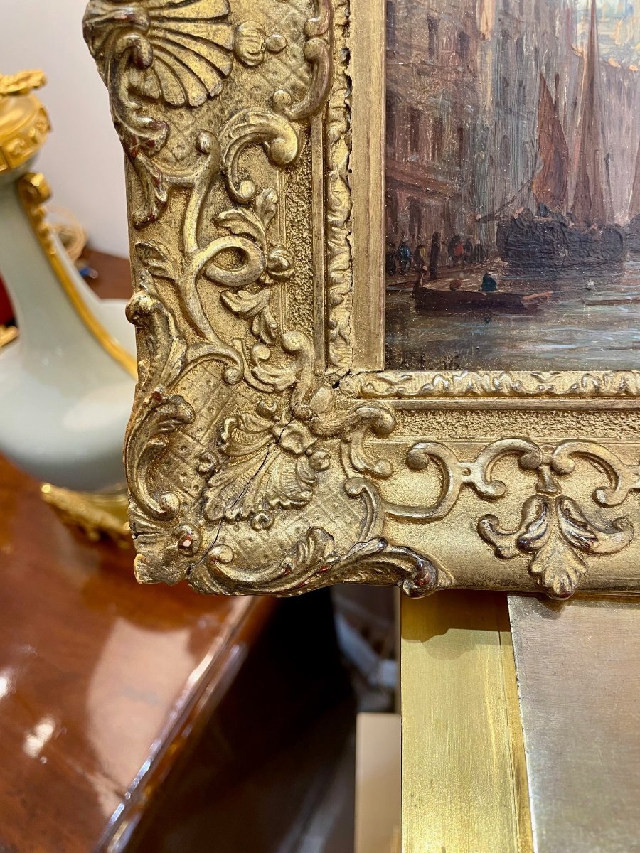 Venice, Oil On Panel, 19th Century-photo-3