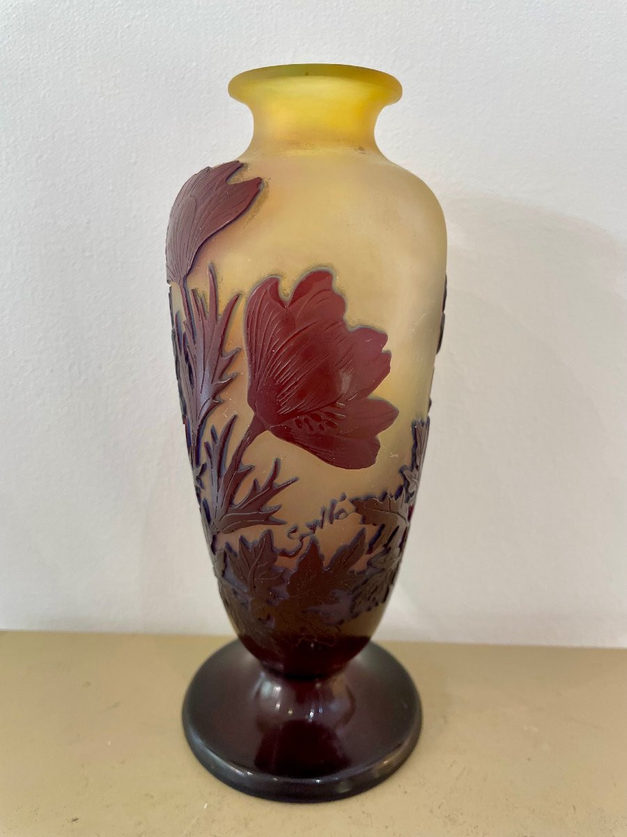 Gallé Vase With Floral Decoration-photo-2