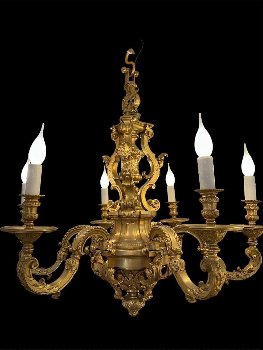 6-light Chandelier In Gilded Bronze 