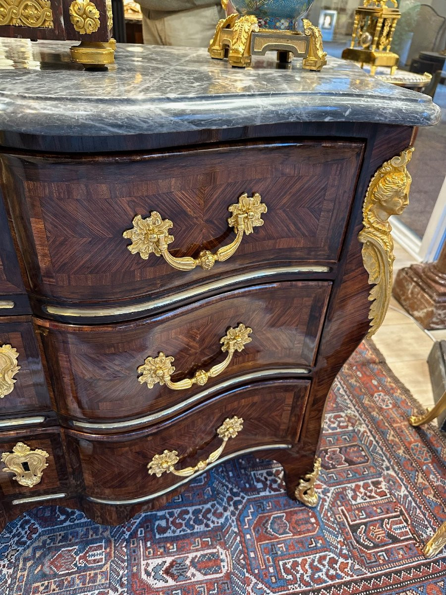Louis XV Period Tomb-shaped Commode With 3 Drawers-photo-4