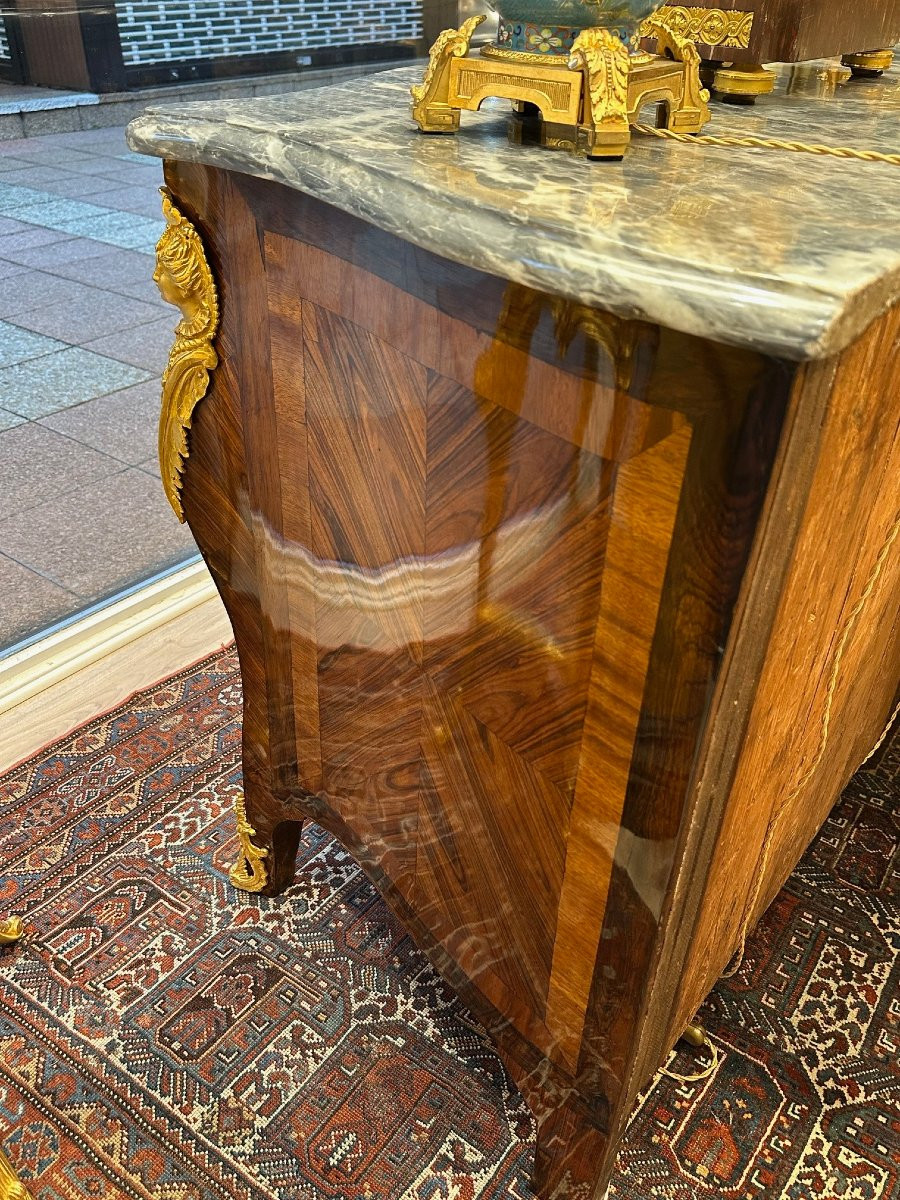 Louis XV Period Tomb-shaped Commode With 3 Drawers-photo-1