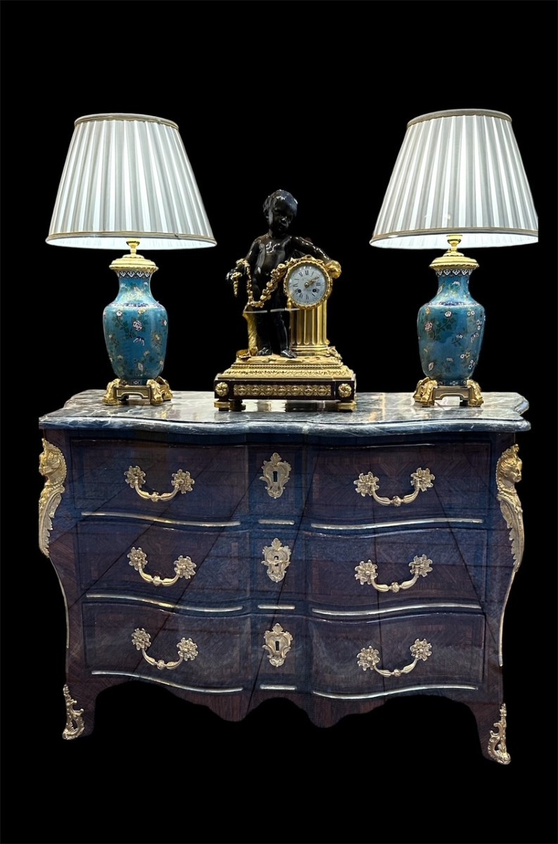 Louis XV Period Tomb-shaped Commode With 3 Drawers