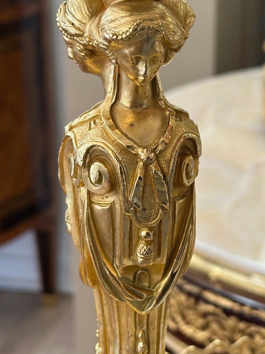 Paire de flambeaux en bronze, XIX siècle-photo-3