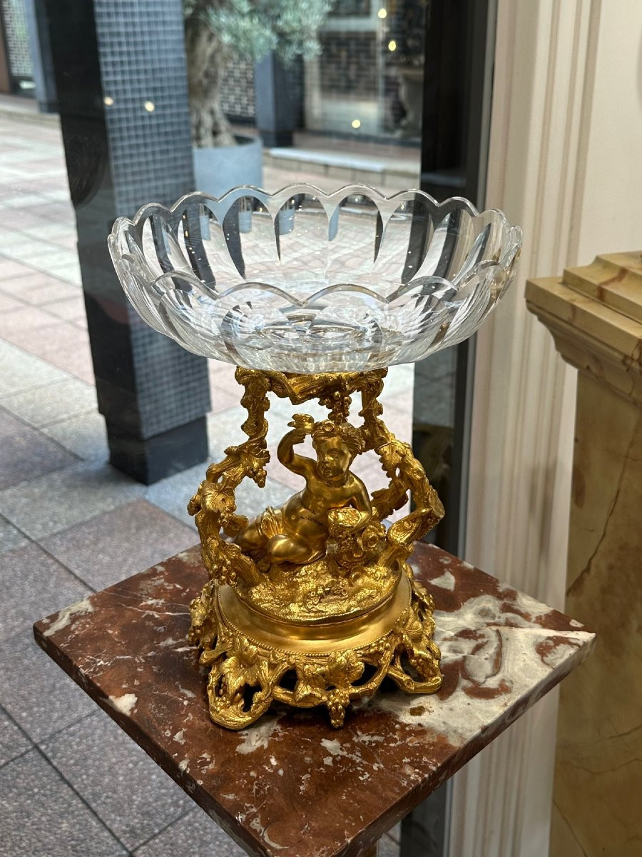 Gilded Bronze And Crystal Bowl -photo-3
