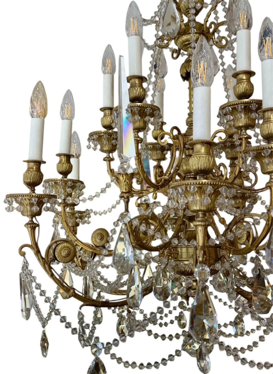 Gilt Bronze And Cut Crystal Cage Chandelier From The XIXᵉ Century-photo-2