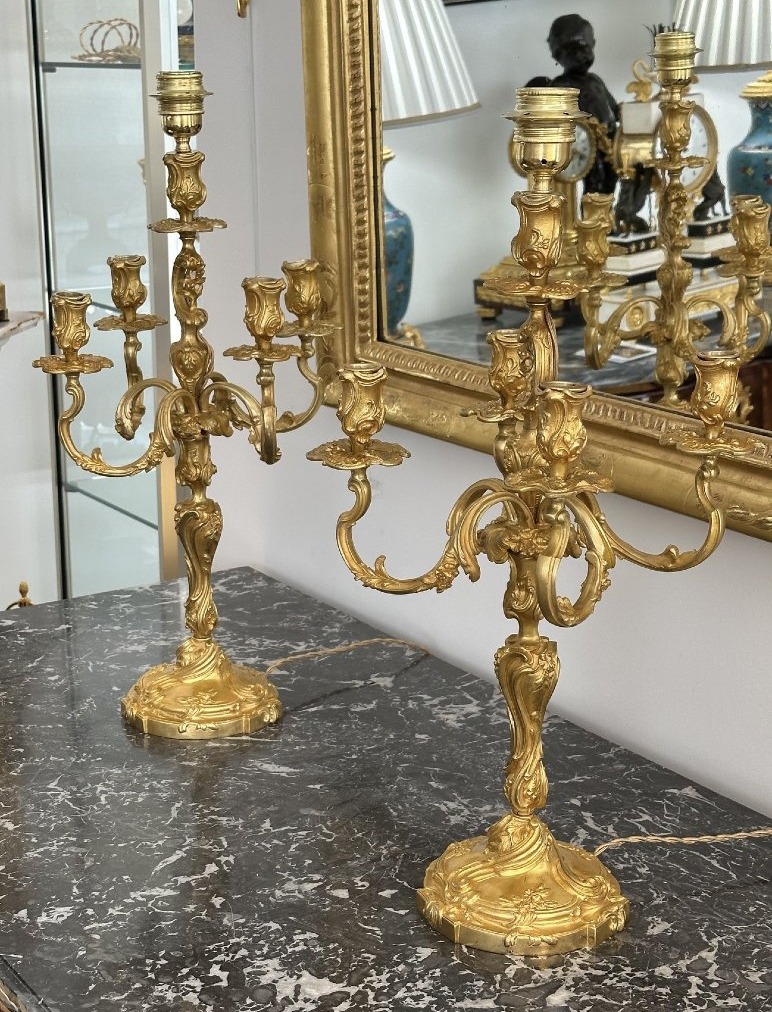 Paire de candélabres de style Louis XV-photo-2