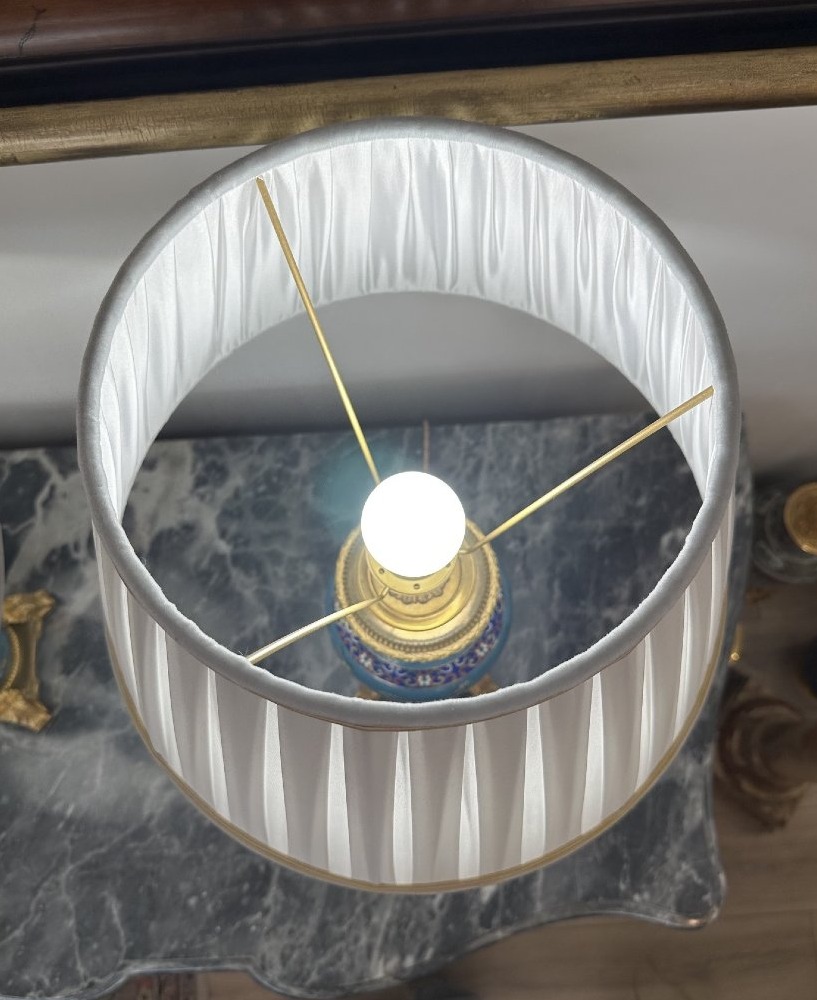 Paire de lampes en émaux cloisonnés de Chine-photo-3