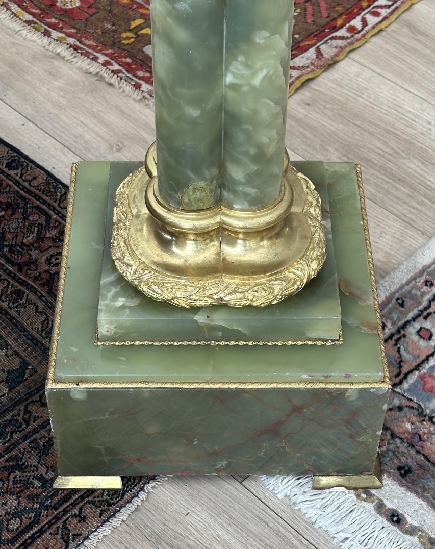 Column Made Of Green Onyx And Gilded Bronze-photo-3