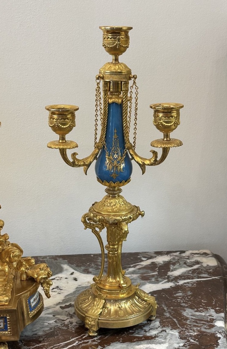 Gilded Bronze And Sèvres Porcelain Inlay-photo-3
