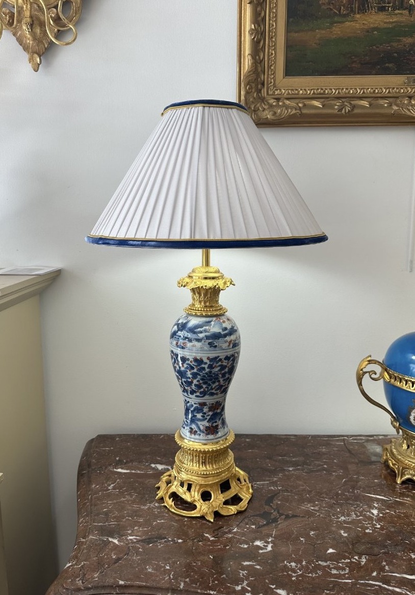 Lampe en porcelaine et bronze doré de Chine-photo-2